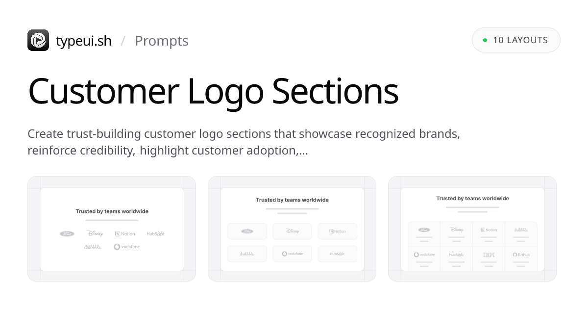 Customer Logo Section Prompts | TypeUI