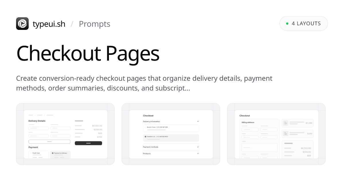 E-commerce Checkout Prompts | TypeUI