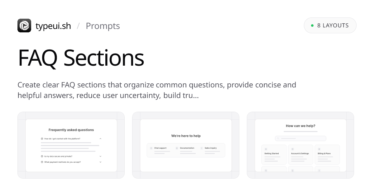 FAQ Section Prompts | TypeUI