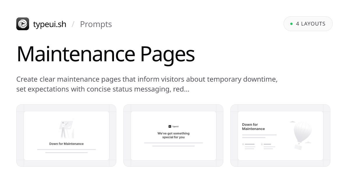 Maintenance Page Prompts | TypeUI