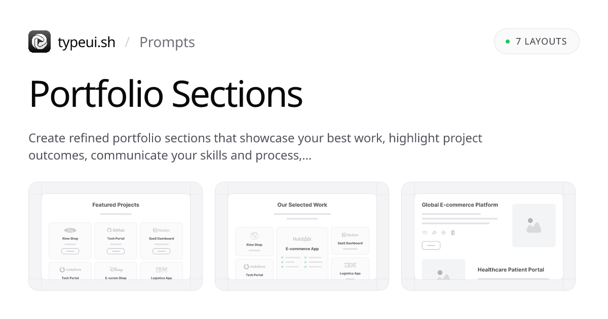 Portfolio Section Prompts | TypeUI