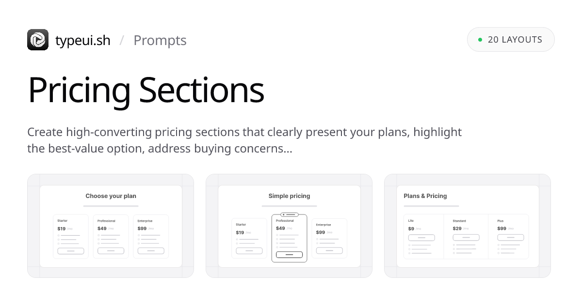 Pricing Section Prompts | TypeUI