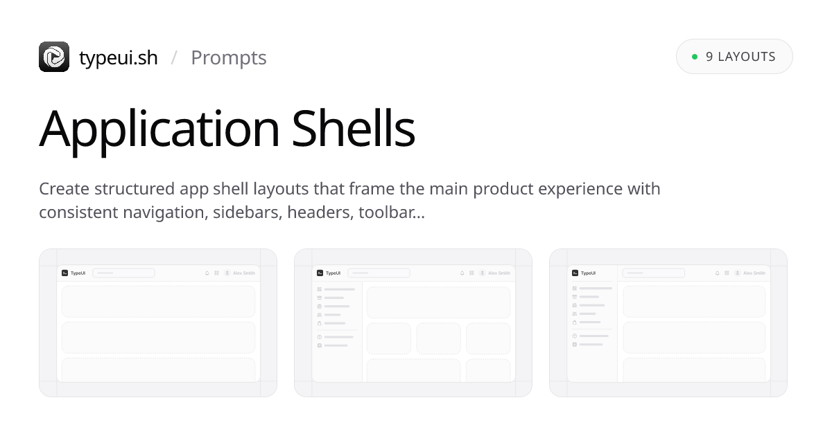 Application Shell Prompts | TypeUI