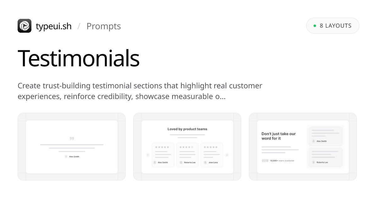 Testimonial Prompts | TypeUI